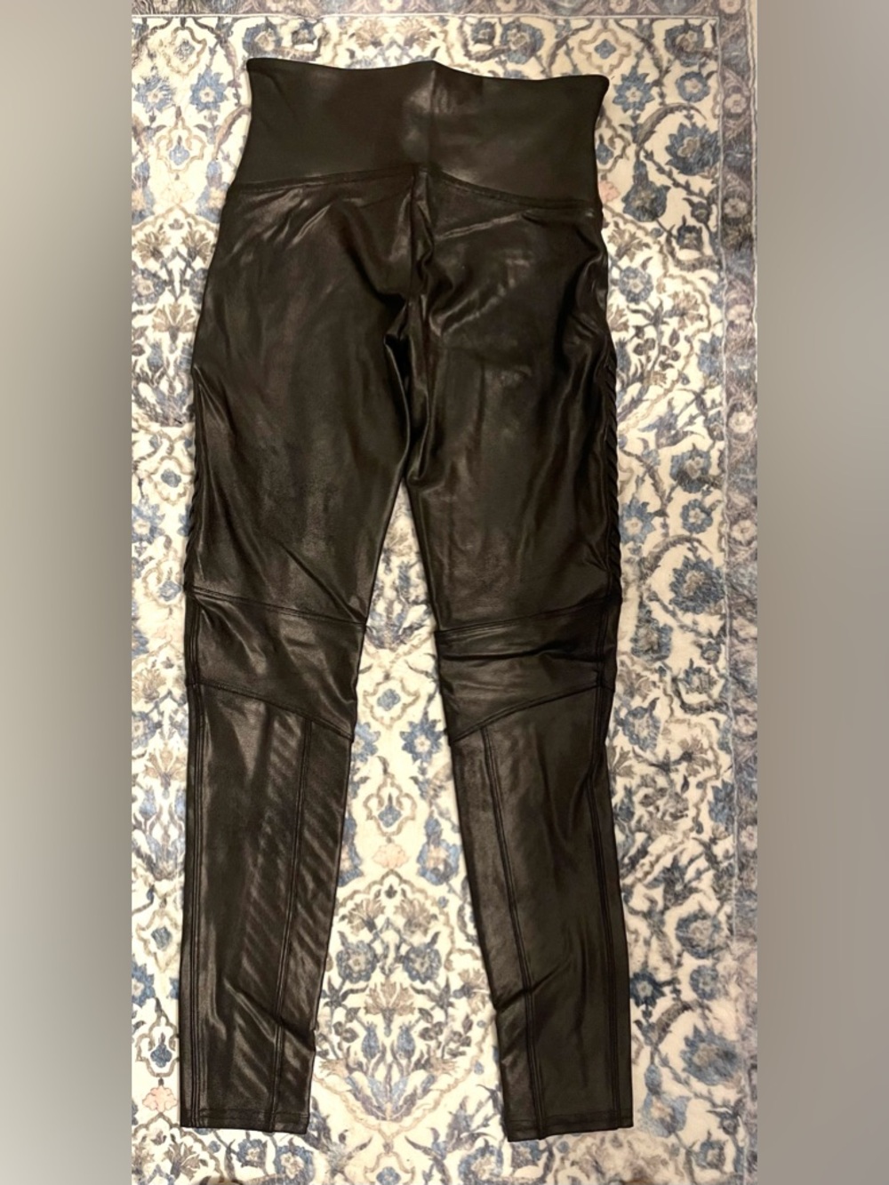 SPANX Black Moto-Style High-Waist Leggings - Picture 2 of 3